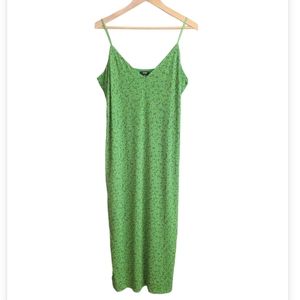 AFRM Green Printed Midi Slip Dress
